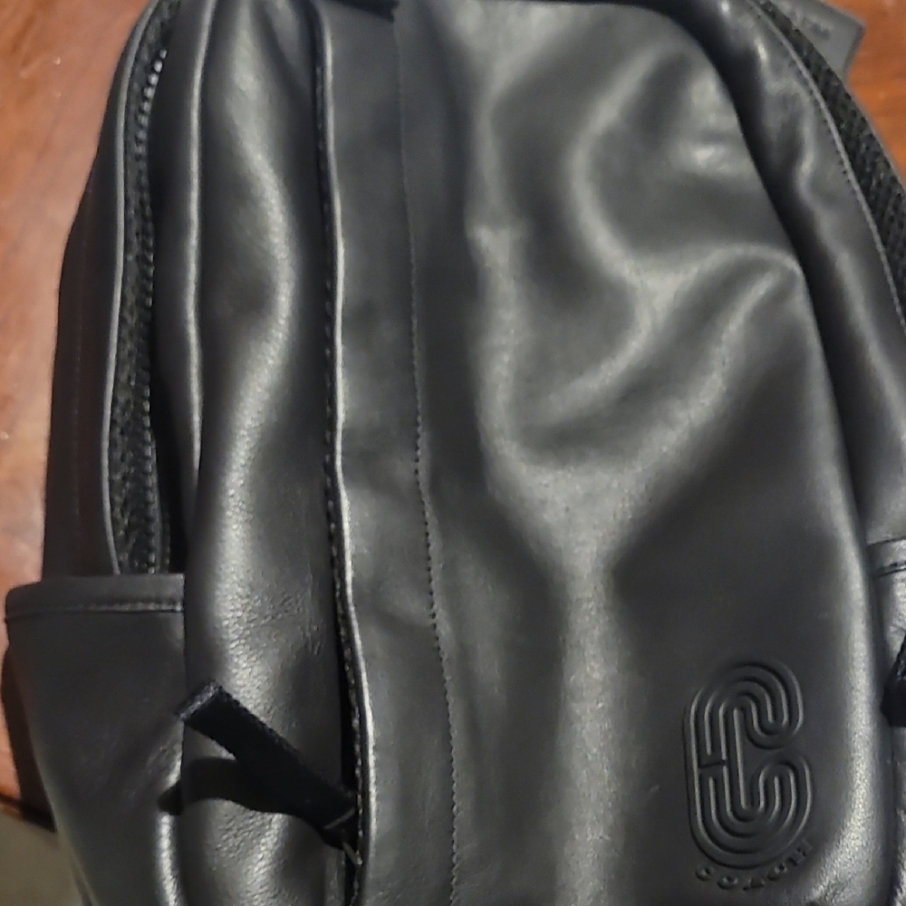 Coach Black Leather Men's Sling Backpack